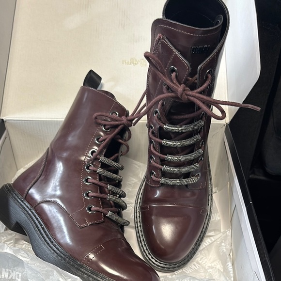 Dkny Shoes - DKNY Women's Dark Burgundy Combat Boots
